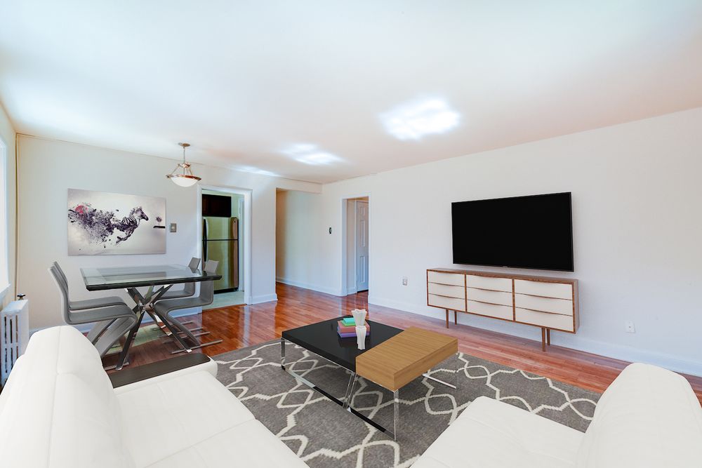 Furnished living and dining area