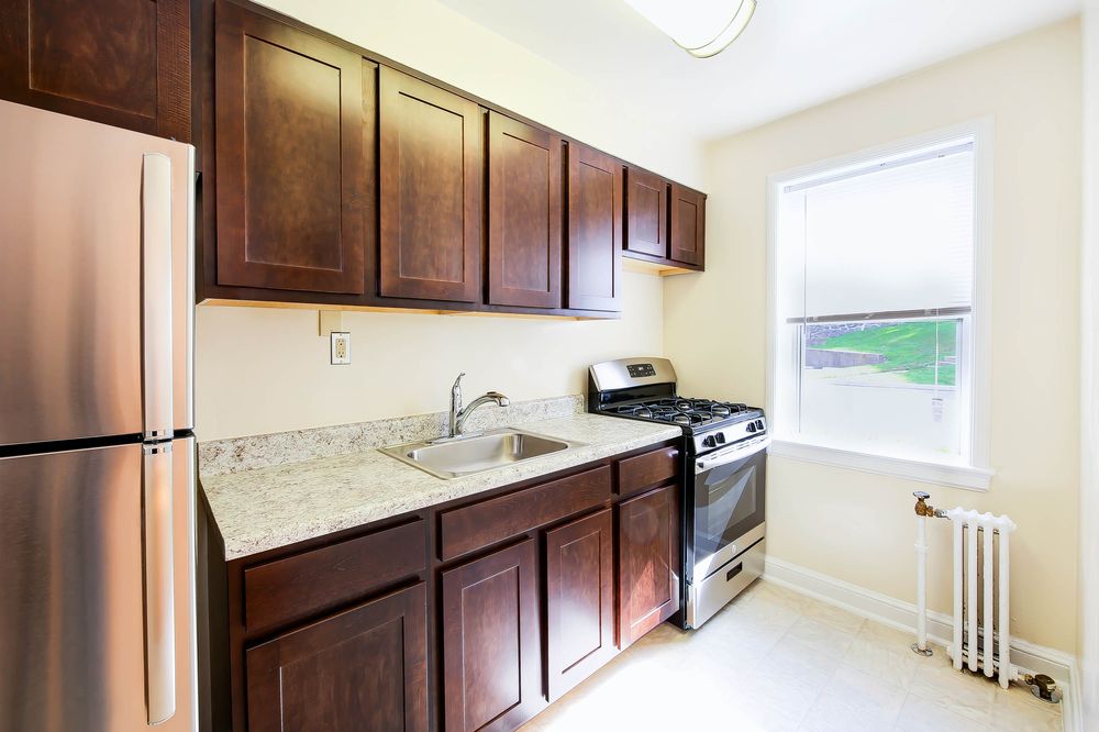Kitchen with stainless steel appliances